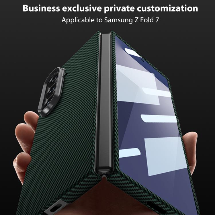 For Samsung Galaxy Z Fold7 5G GKK Integrated Ultra-thin Water Transfer Printed Contact Lens-Style Carbon Fiber Textured Phone Case