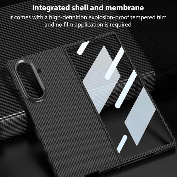 For Samsung Galaxy Z Fold7 5G GKK Integrated Ultra-thin Water Transfer Printed Contact Lens-Style Carbon Fiber Textured Phone Case