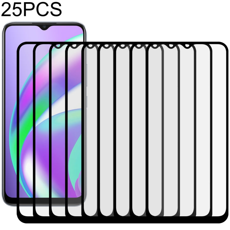 For OPPO Realme C12 25 PCS Full Glue Full Screen Tempered Glass Film