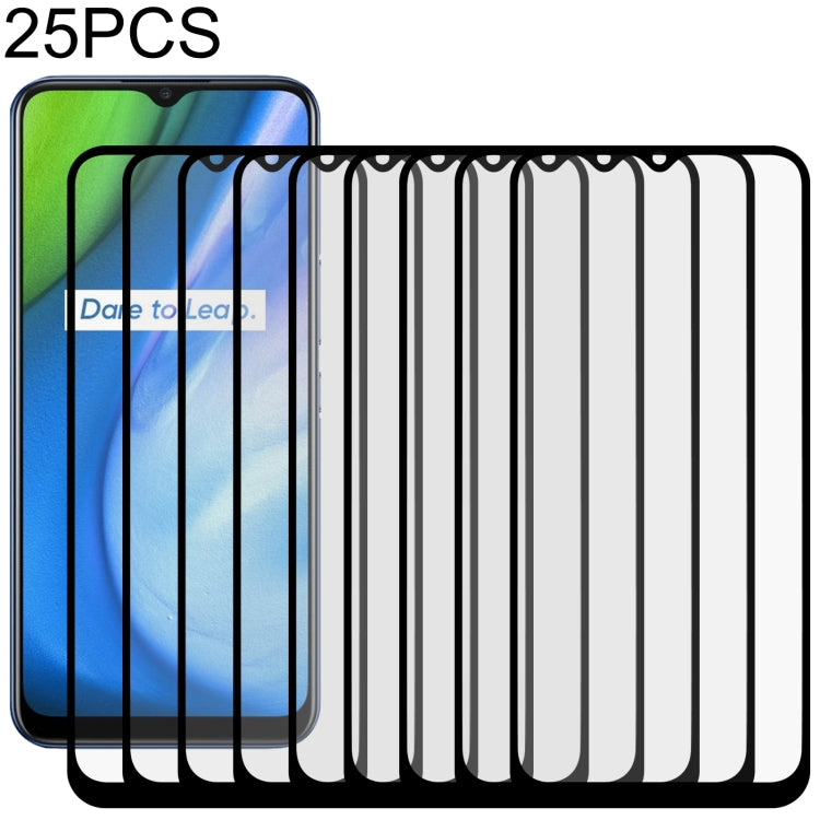 For OPPO Realme V3 25 PCS Full Glue Full Screen Tempered Glass Film