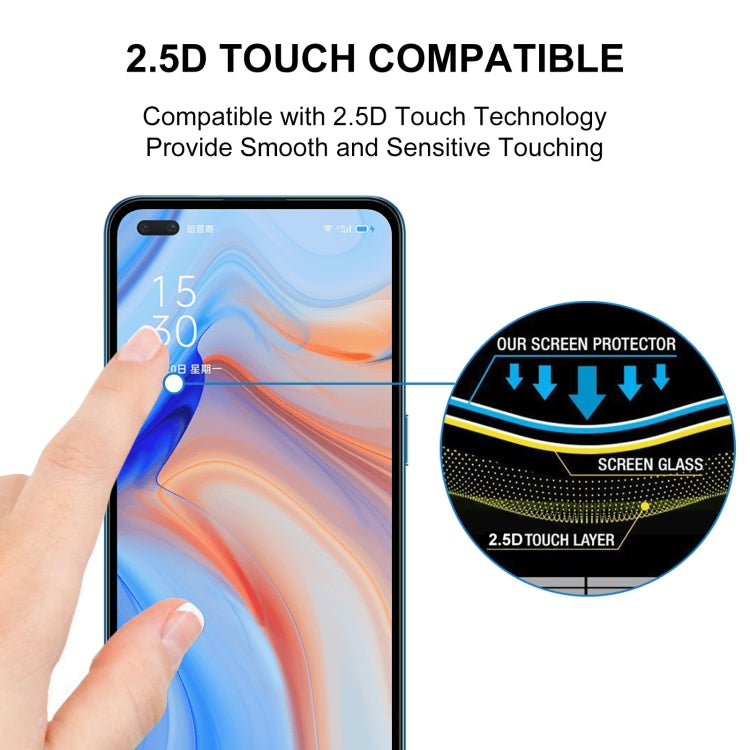 For OPPO Reno4 25 PCS Full Glue Full Screen Tempered Glass Film