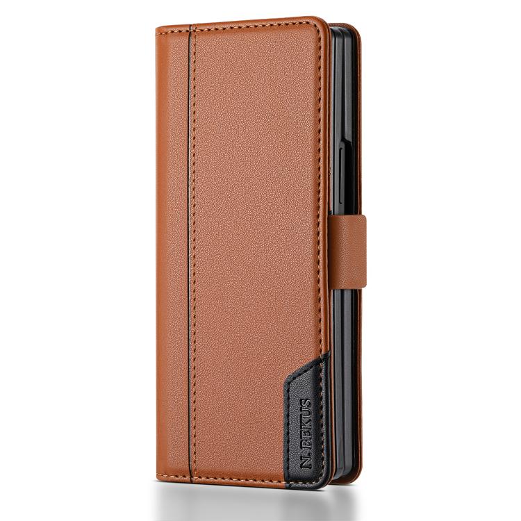 For Samsung Galaxy Z Fold7 5G N.BEKUS P3 RFID Stitching Magnetic Flip Leather Phone Case