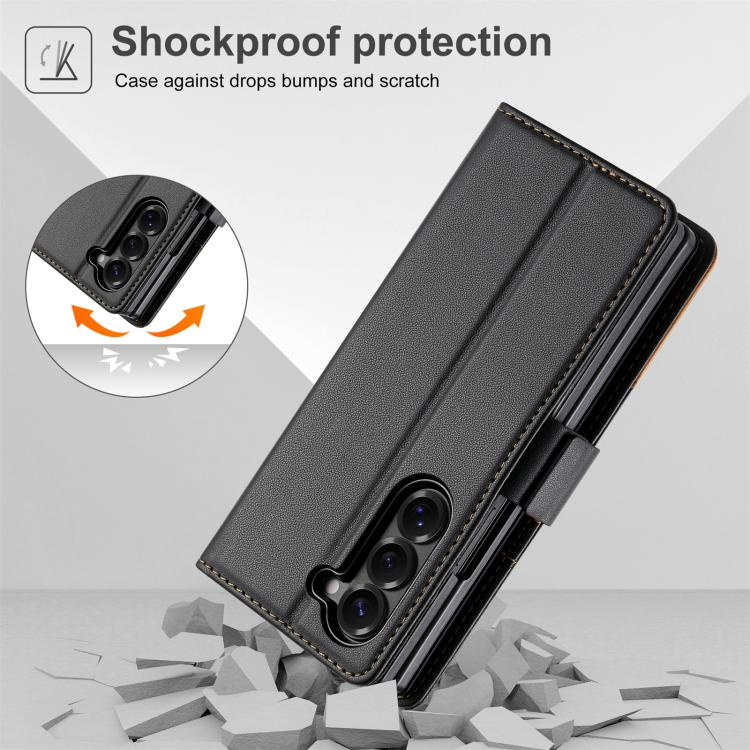For Samsung Galaxy Z Fold5 N.BEKUS P3 RFID Stitching Magnetic Flip Leather Phone Case