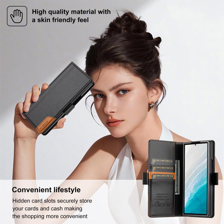 For Samsung Galaxy Z Fold5 N.BEKUS P3 RFID Stitching Magnetic Flip Leather Phone Case