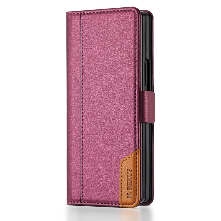 For Samsung Galaxy Z Fold5 N.BEKUS P3 RFID Stitching Magnetic Flip Leather Phone Case