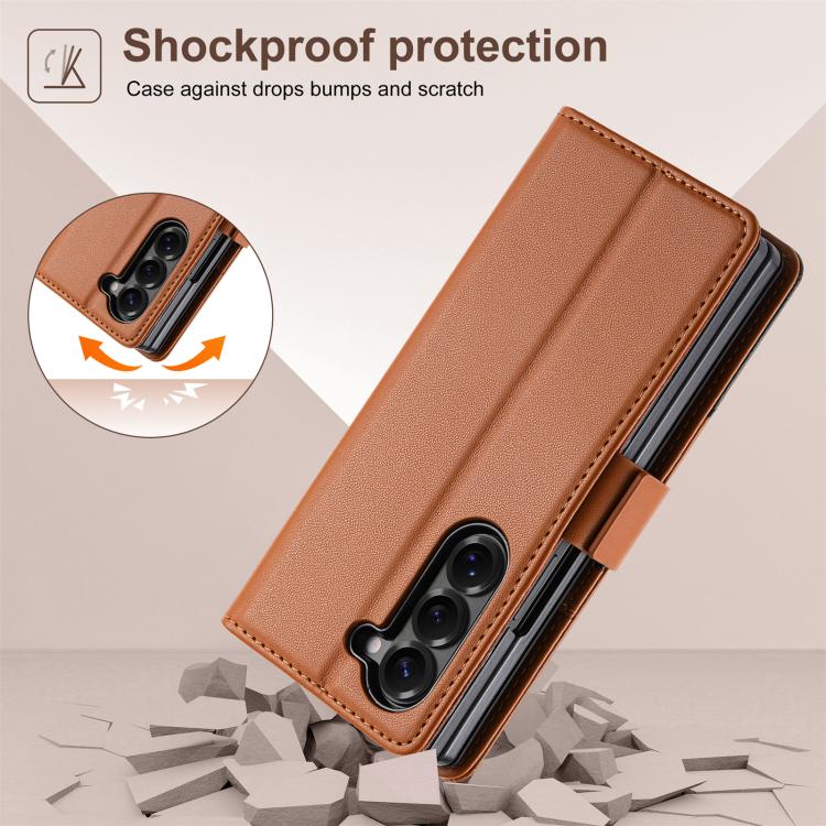 For Samsung Galaxy Z Fold5 N.BEKUS P3 RFID Stitching Magnetic Flip Leather Phone Case