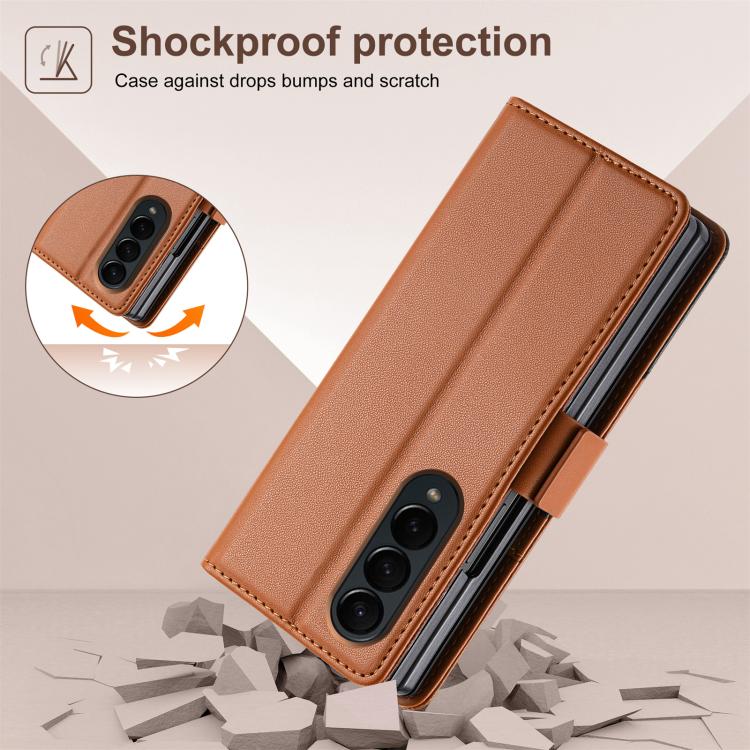 For Samsung Galaxy Z Fold3 5G N.BEKUS P3 RFID Stitching Magnetic Flip Leather Phone Case