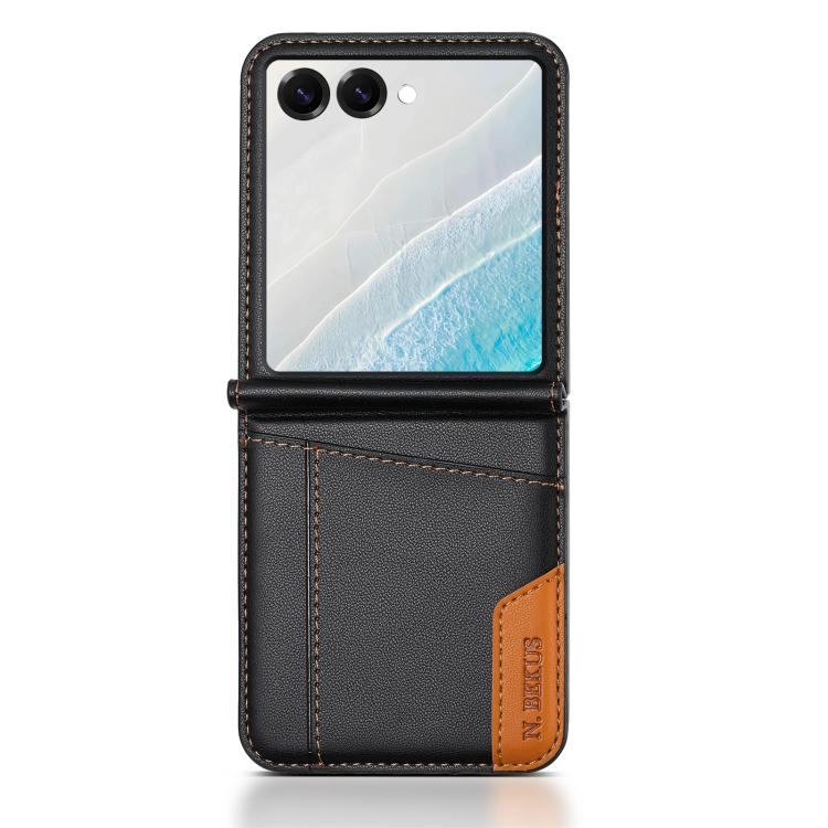 For Samsung Galaxy Z Flip7 5G N.BEKUS P3 RFID Stitching Magnetic Flip Leather Phone Case