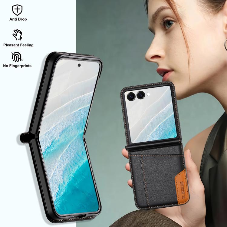 For Samsung Galaxy Z Flip7 5G N.BEKUS P3 RFID Stitching Magnetic Flip Leather Phone Case