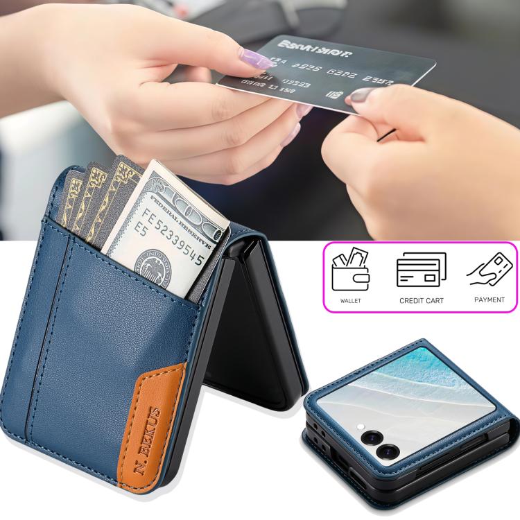 For Samsung Galaxy Z Flip7 5G N.BEKUS P3 RFID Stitching Magnetic Flip Leather Phone Case