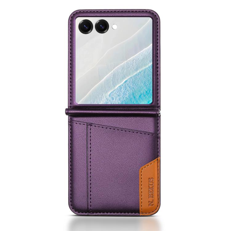 For Samsung Galaxy Z Flip7 5G N.BEKUS P3 RFID Stitching Magnetic Flip Leather Phone Case