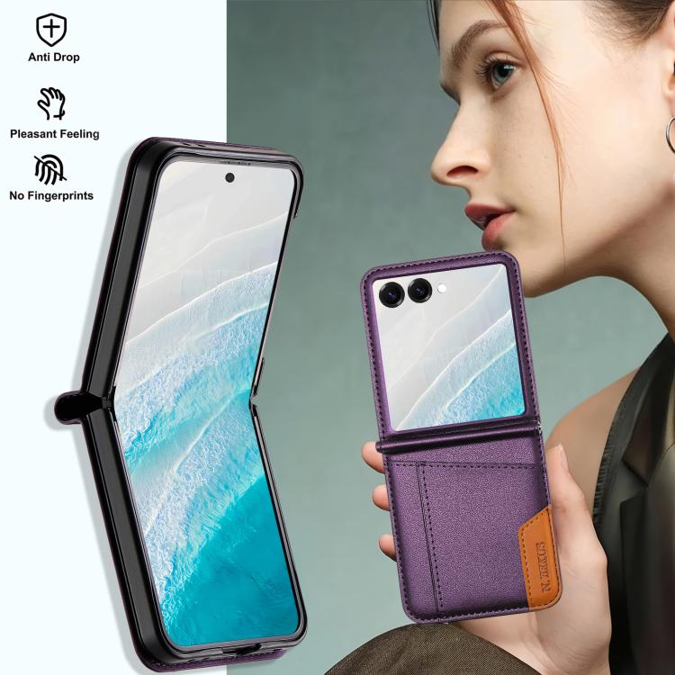 For Samsung Galaxy Z Flip7 5G N.BEKUS P3 RFID Stitching Magnetic Flip Leather Phone Case