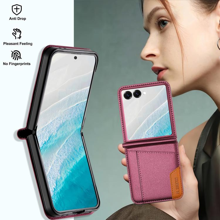 For Samsung Galaxy Z Flip7 5G N.BEKUS P3 RFID Stitching Magnetic Flip Leather Phone Case