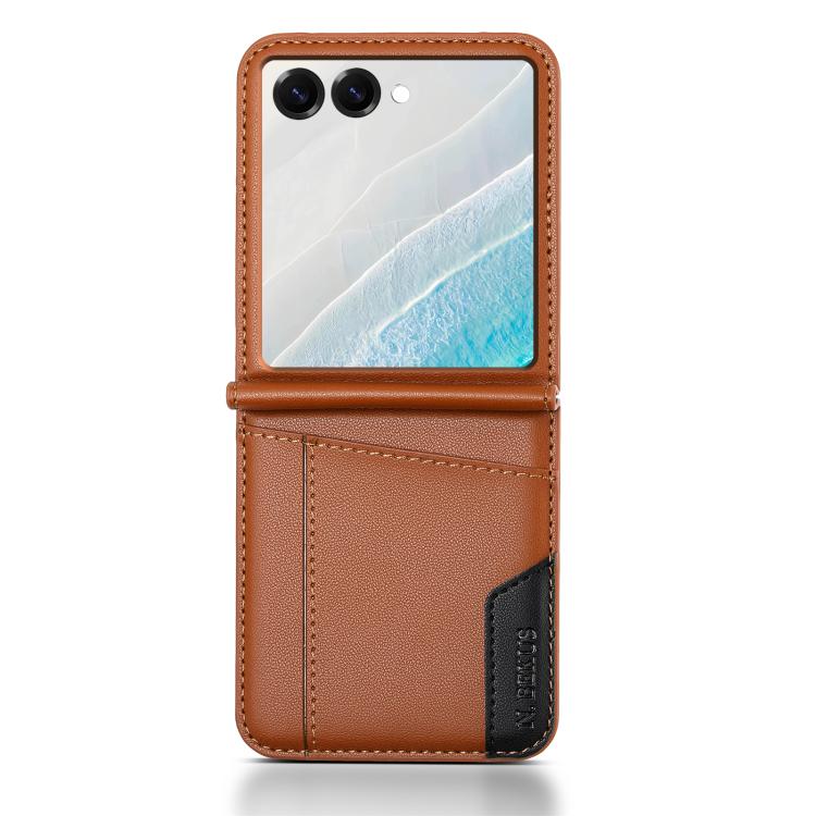 For Samsung Galaxy Z Flip7 5G N.BEKUS P3 RFID Stitching Magnetic Flip Leather Phone Case