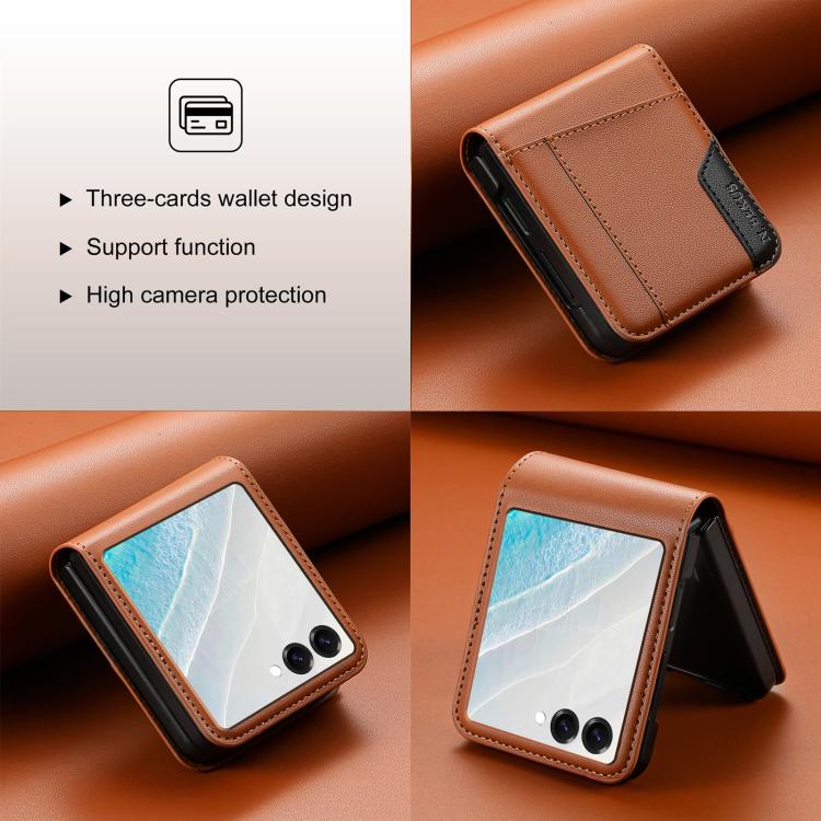 For Samsung Galaxy Z Flip7 5G N.BEKUS P3 RFID Stitching Magnetic Flip Leather Phone Case