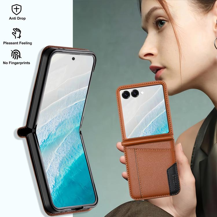For Samsung Galaxy Z Flip7 5G N.BEKUS P3 RFID Stitching Magnetic Flip Leather Phone Case