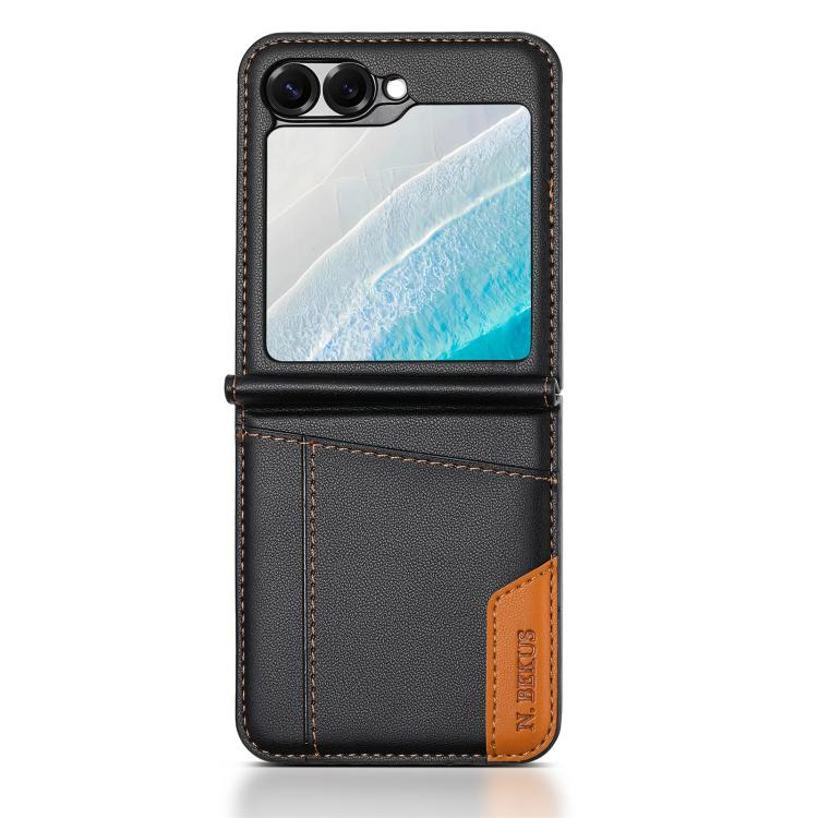 For Samsung Galaxy Z Flip6 / Flip7 FE N.BEKUS P3 RFID Stitching Magnetic Flip Leather Phone Case