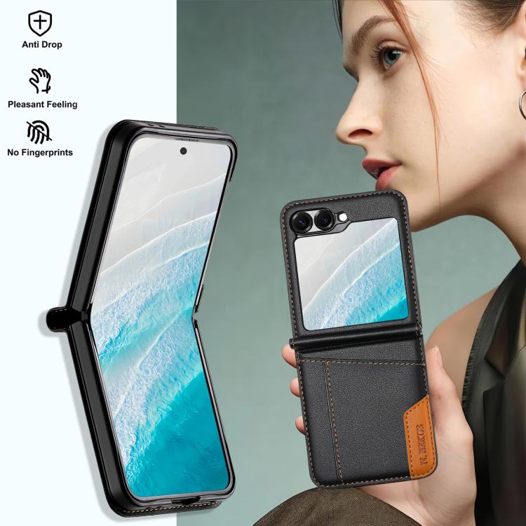 For Samsung Galaxy Z Flip6 / Flip7 FE N.BEKUS P3 RFID Stitching Magnetic Flip Leather Phone Case
