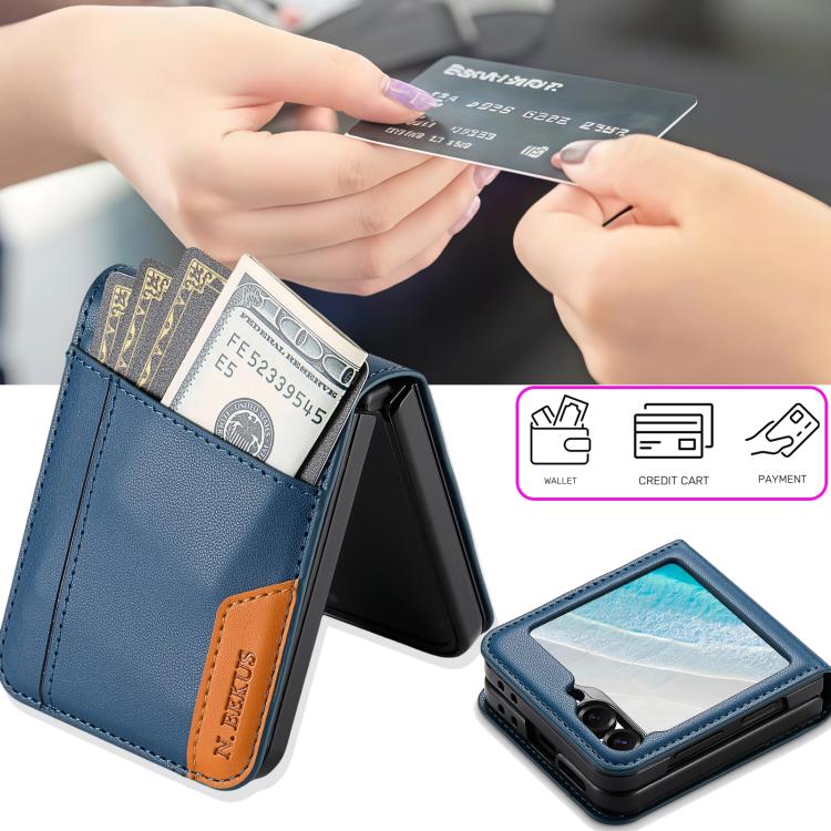 For Samsung Galaxy Z Flip6 / Flip7 FE N.BEKUS P3 RFID Stitching Magnetic Flip Leather Phone Case