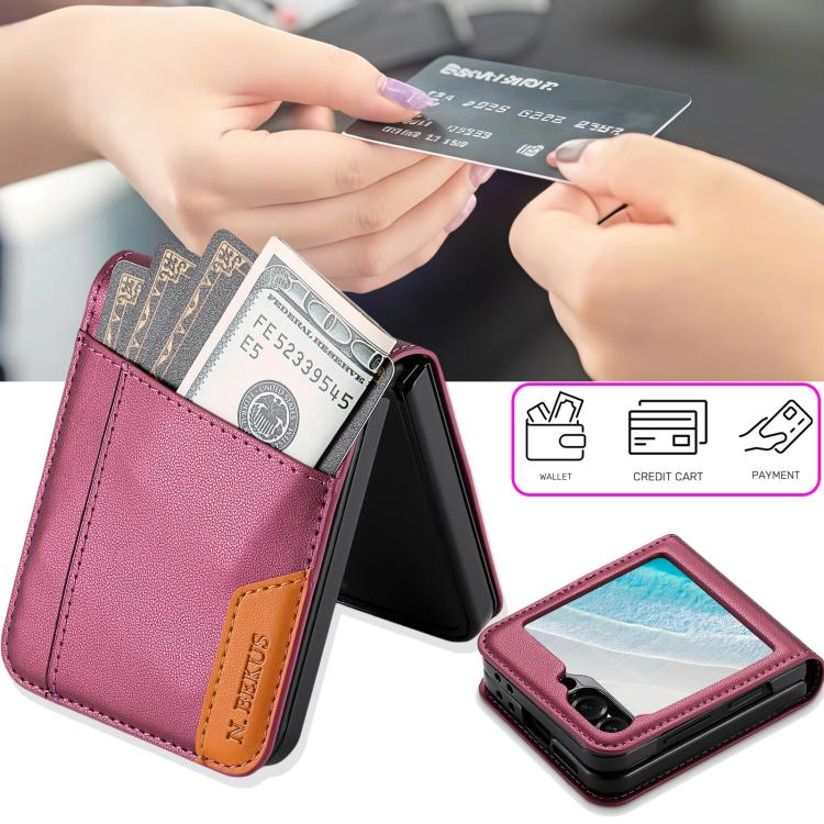 For Samsung Galaxy Z Flip6 / Flip7 FE N.BEKUS P3 RFID Stitching Magnetic Flip Leather Phone Case