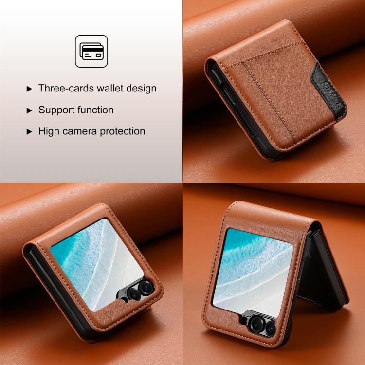 For Samsung Galaxy Z Flip6 / Flip7 FE N.BEKUS P3 RFID Stitching Magnetic Flip Leather Phone Case