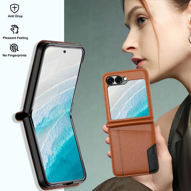 For Samsung Galaxy Z Flip6 / Flip7 FE N.BEKUS P3 RFID Stitching Magnetic Flip Leather Phone Case