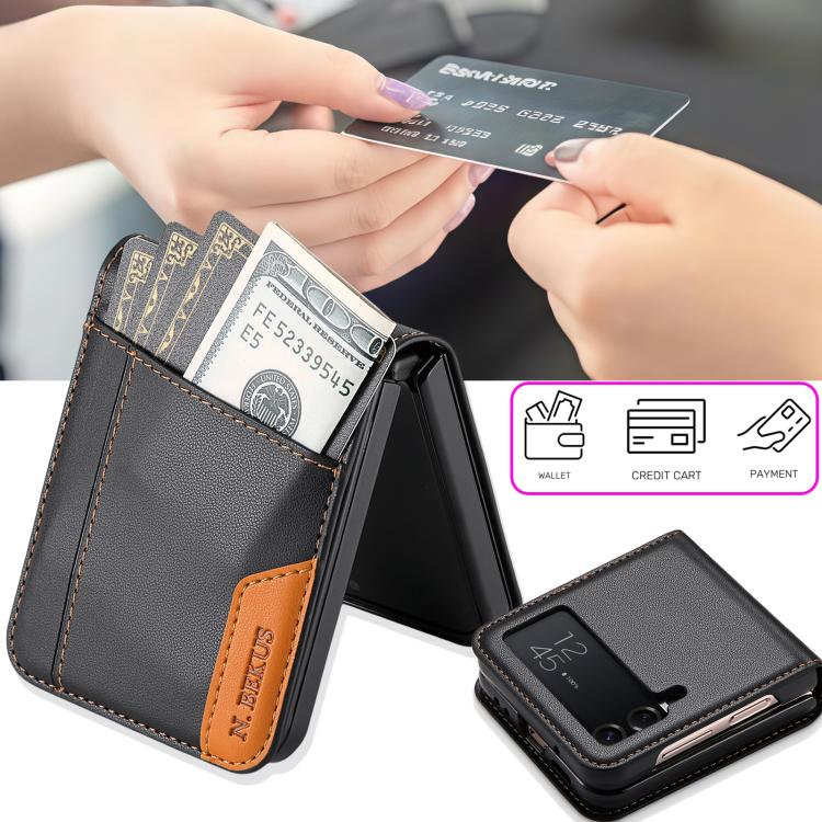 For Samsung Galaxy Z Flip3 5G N.BEKUS P3 RFID Stitching Magnetic Flip Leather Phone Case