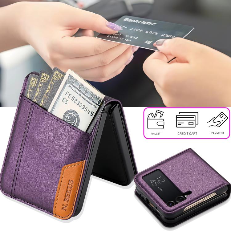 For Samsung Galaxy Z Flip3 5G N.BEKUS P3 RFID Stitching Magnetic Flip Leather Phone Case