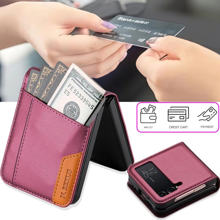 For Samsung Galaxy Z Flip3 5G N.BEKUS P3 RFID Stitching Magnetic Flip Leather Phone Case