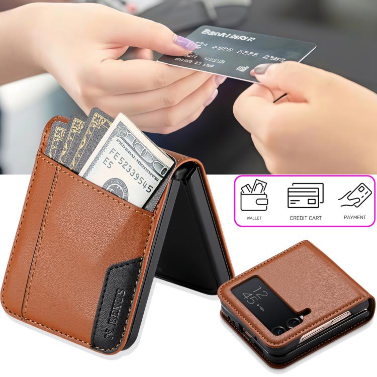 For Samsung Galaxy Z Flip3 5G N.BEKUS P3 RFID Stitching Magnetic Flip Leather Phone Case