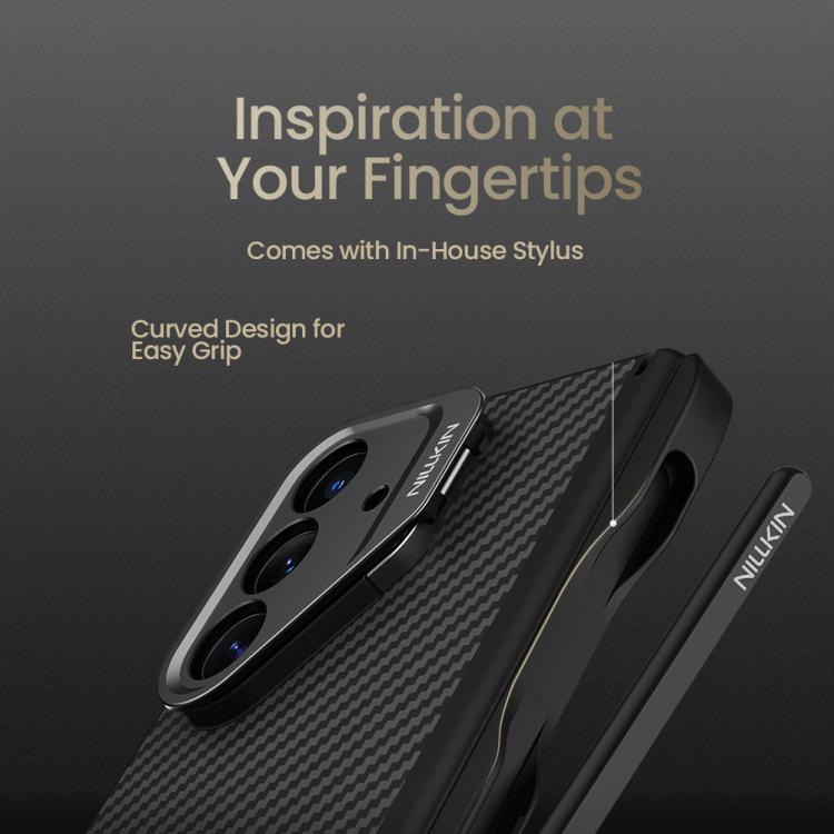 For Samsung Galaxy Z Fold7 5G NILLKIN Aramid Fiber Magnetic Version Phone Case with Stylus - Black