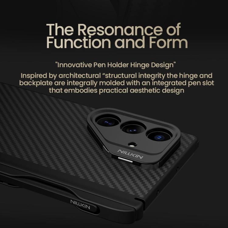 For Samsung Galaxy Z Fold7 5G NILLKIN Aramid Fiber Magnetic Version Phone Case with Stylus - Black
