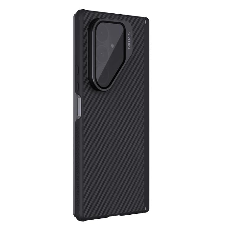 For Samsung Galaxy Z Fold7 5G NILLKIN Aramid Fiber Transparent Mirror Cover Magnetic Version Phone Case - Black