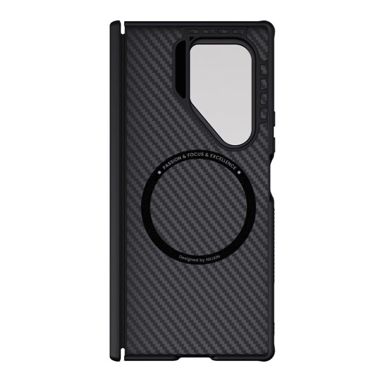 For Samsung Galaxy Z Fold7 5G NILLKIN Aramid Fiber Transparent Mirror Cover Magnetic Version Phone Case - Black