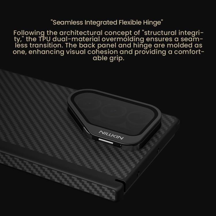 For Samsung Galaxy Z Fold7 5G NILLKIN Aramid Fiber Transparent Mirror Cover Magnetic Version Phone Case - Black