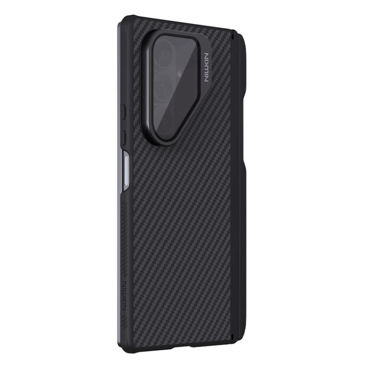 For Samsung Galaxy Z Fold7 5G NILLKIN Aramid Fiber Transparent Mirror Cover Magnetic Version Phone Case with Stylus - Black