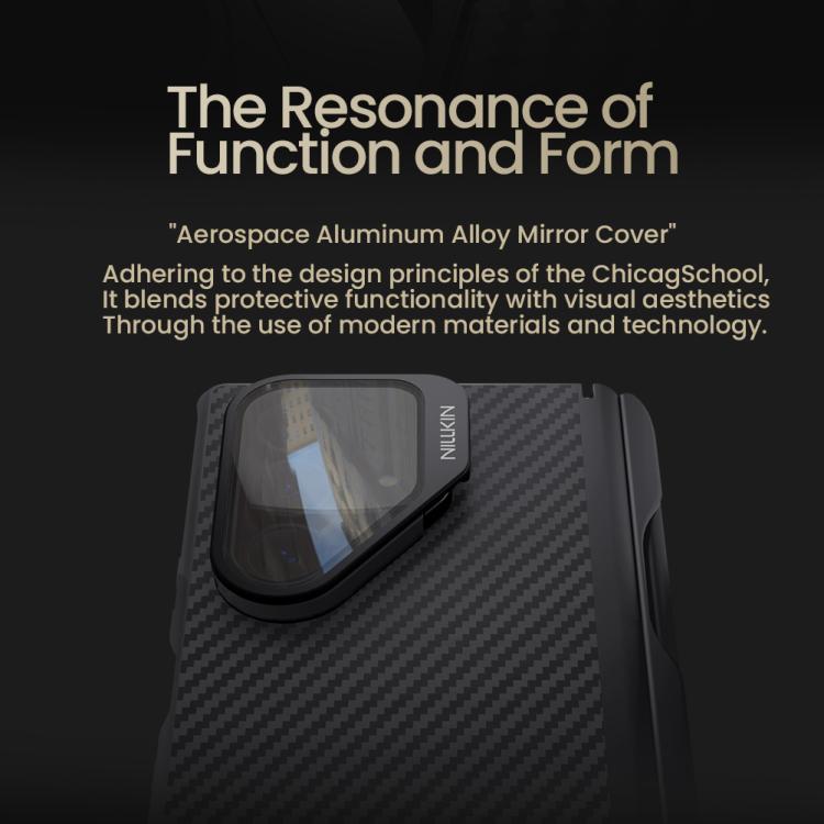 For Samsung Galaxy Z Fold7 5G NILLKIN Aramid Fiber Transparent Mirror Cover Magnetic Version Phone Case with Stylus - Black