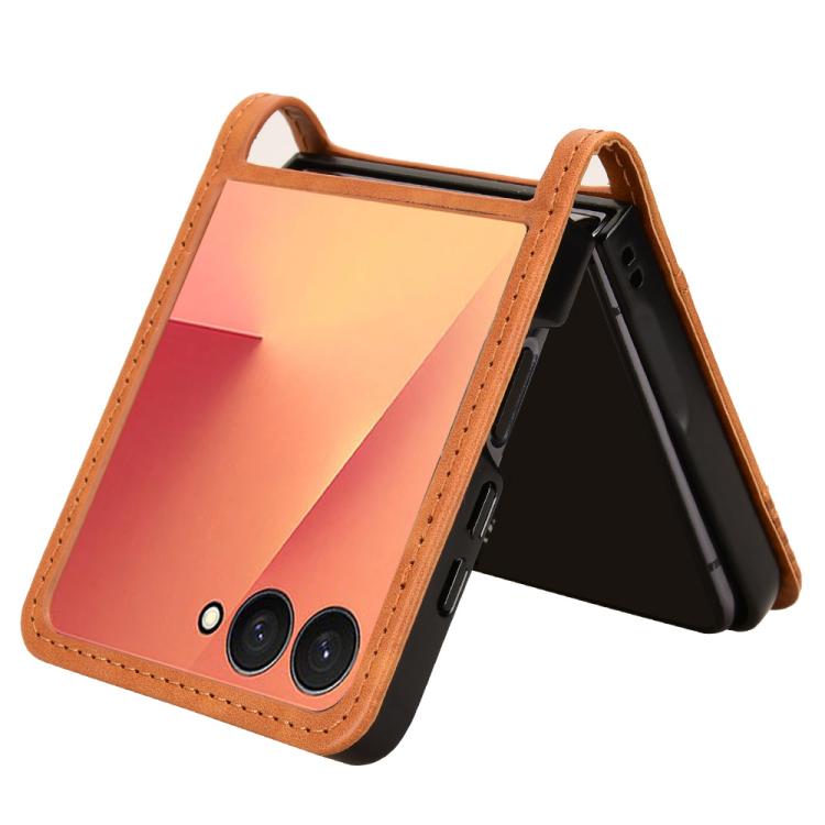 For Samsung Galaxy Z Flip7 5G Retro Texture Leather Phone Case