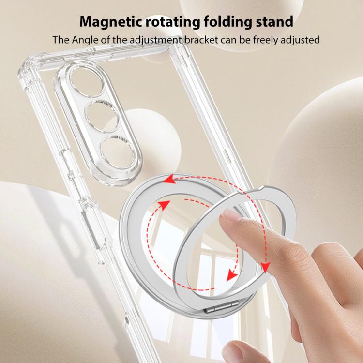 For Samsung Galaxy Z Fold7 5G GKK Magnetic Hinge Folding Airbag Full Cover Phone Case with Rotating Bracket