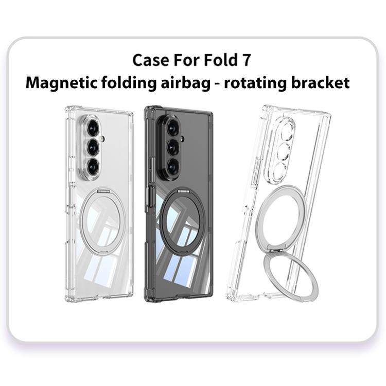 For Samsung Galaxy Z Fold7 5G GKK Magnetic Hinge Folding Airbag Full Cover Phone Case with Rotating Bracket