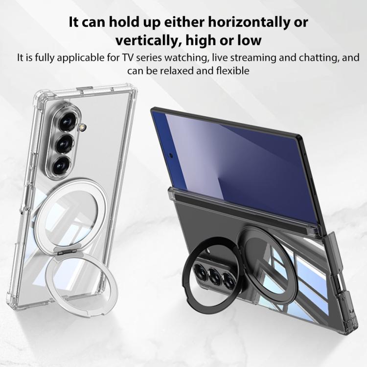 For Samsung Galaxy Z Fold7 5G GKK Magnetic Hinge Folding Airbag Full Cover Phone Case with Rotating Bracket