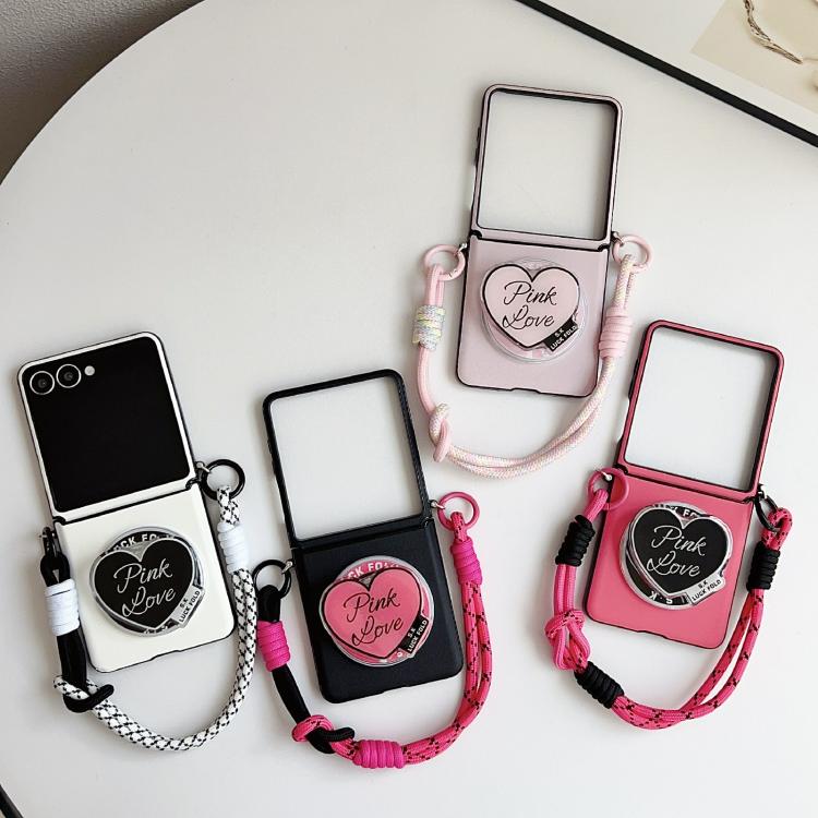 For Samsung Galaxy Z Flip4 Side Buckle MagSafe Leather Texture Phone Case with Strap / Holder