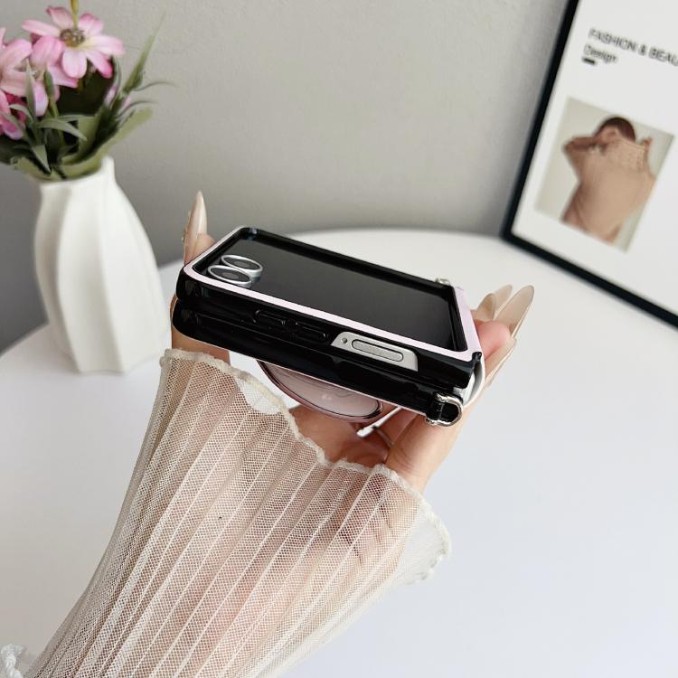 For Samsung Galaxy Z Flip4 Side Buckle MagSafe Leather Texture Phone Case with Strap / Holder