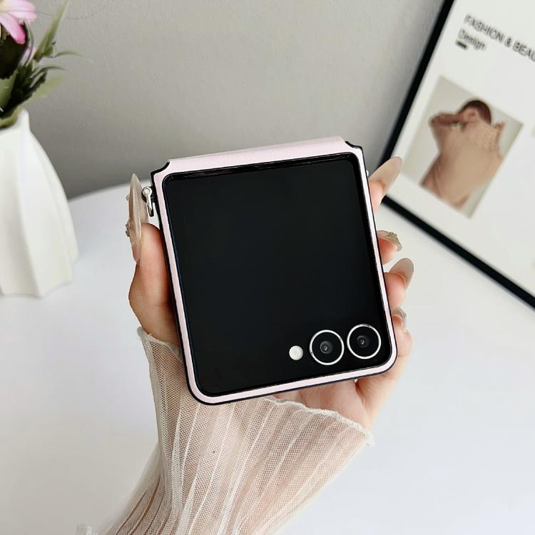 For Samsung Galaxy Z Flip5 Side Buckle MagSafe Leather Texture Phone Case with Strap / Holder