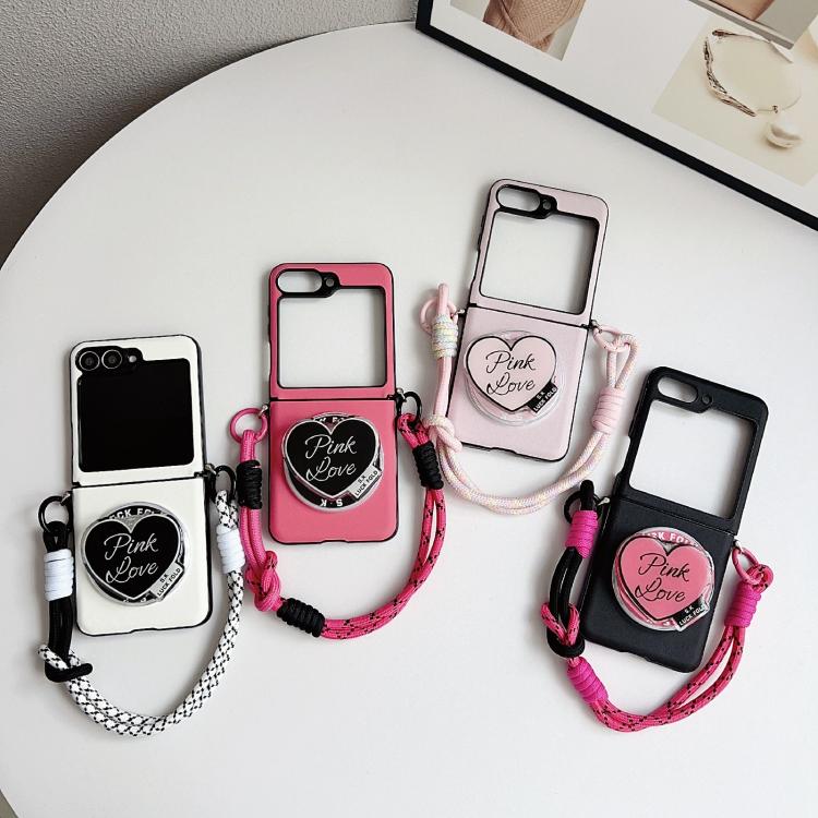 For Samsung Galaxy Z Flip5 Side Buckle MagSafe Leather Texture Phone Case with Strap / Holder