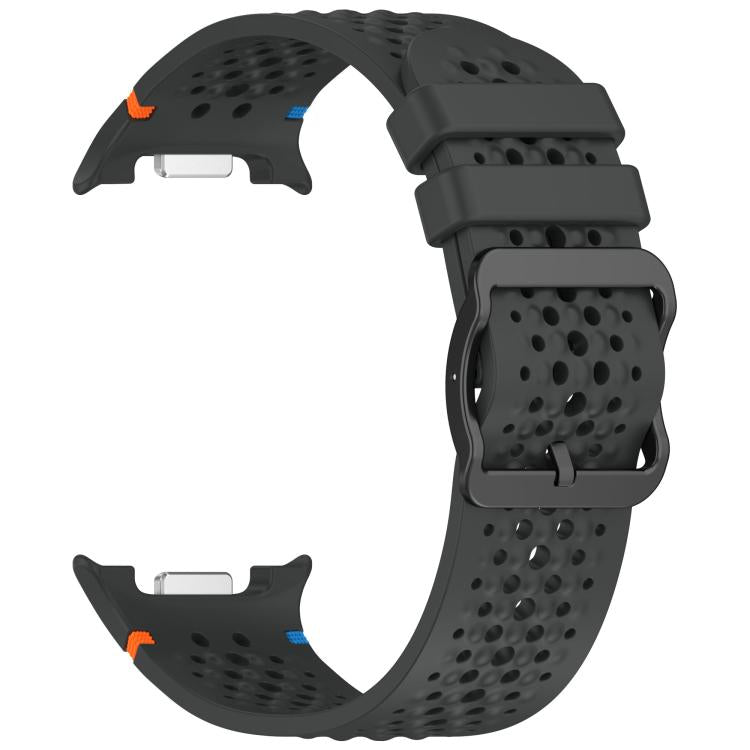 For Samsung Galaxy Watch8 / Watch8 Classic xDfind Ladder Black Buckle Honeycomb Breathable Silicone Watch Band
