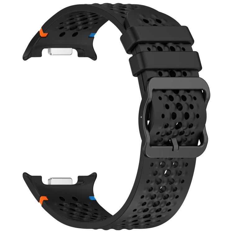 For Samsung Galaxy Watch8 / Watch8 Classic xDfind Ladder Black Buckle Honeycomb Breathable Silicone Watch Band