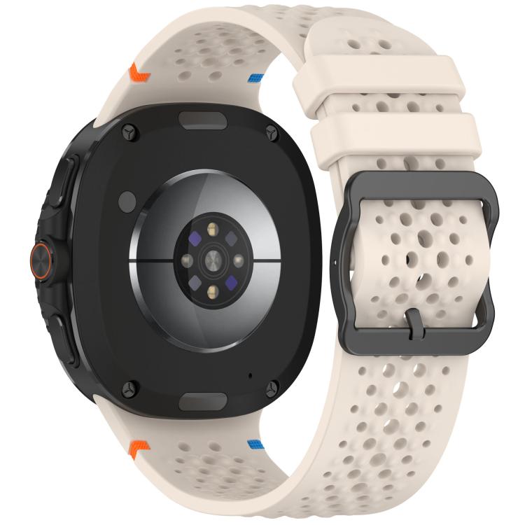 For Samsung Galaxy Watch8 / Watch8 Classic xDfind Ladder Black Buckle Honeycomb Breathable Silicone Watch Band