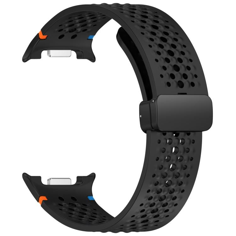 For Samsung Galaxy Watch8 / Watch8 Classic xDfind Magnetic Black Buckle Honeycomb Breathable Silicone Watch Band