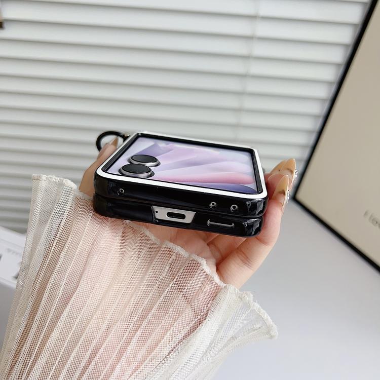 For Honor Magic V Flip 2 Side Buckle MagSafe Leather Texture Phone Case with Strap / Holder